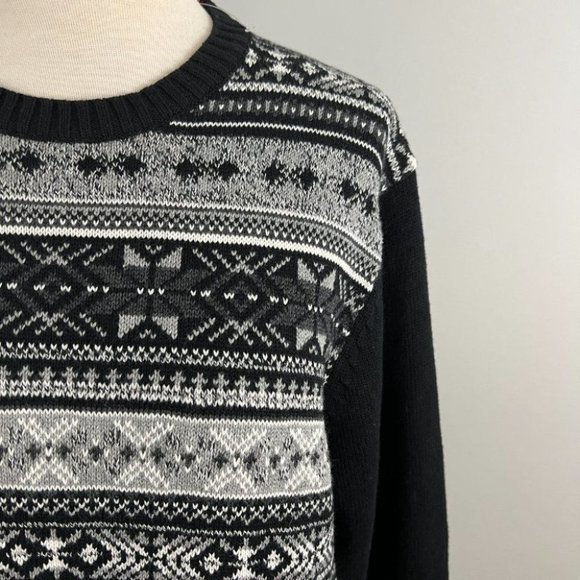 NWT WEATHERPROOF Black Crew Neck Holiday Sweater (L)‎ - Picture 3 of 7